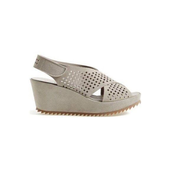 Pedro Garcia Shoes - PEDRO GARCIA FEDERICA CROSSOVER GREY SUEDE LEATHER SLINGBACK SANDALS WEDGE M LN